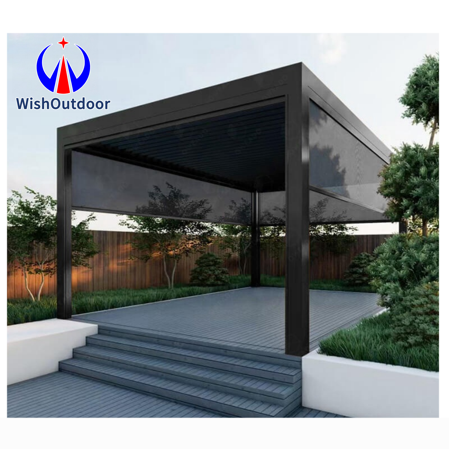 Aluminum Louvered Roof Pergola Motorized Aluminum Pergola Sun Shade Waterproof  Pergola Outdoor Bioclimatic Gazebo