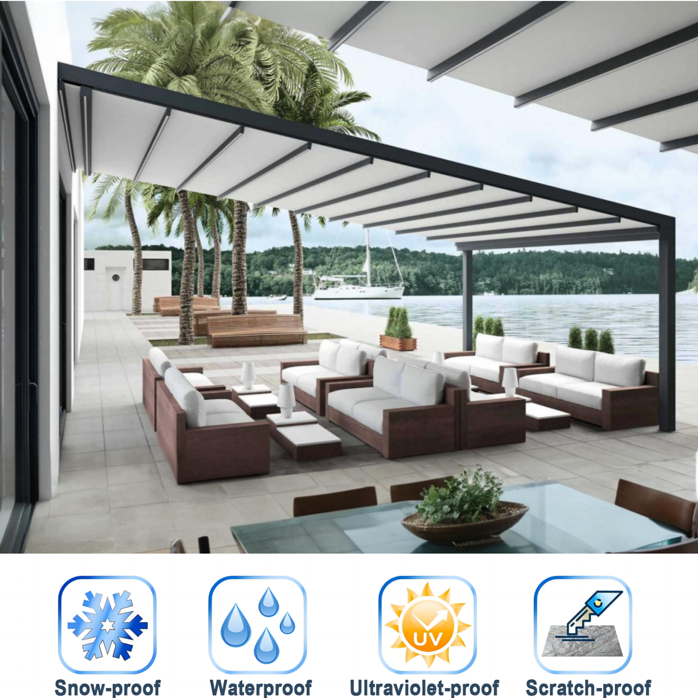 Outdoor Motorized Aluminium Retractable Awning  Retractable Roof Pergola Gazebos Motorized  With Sun Shade Canopy