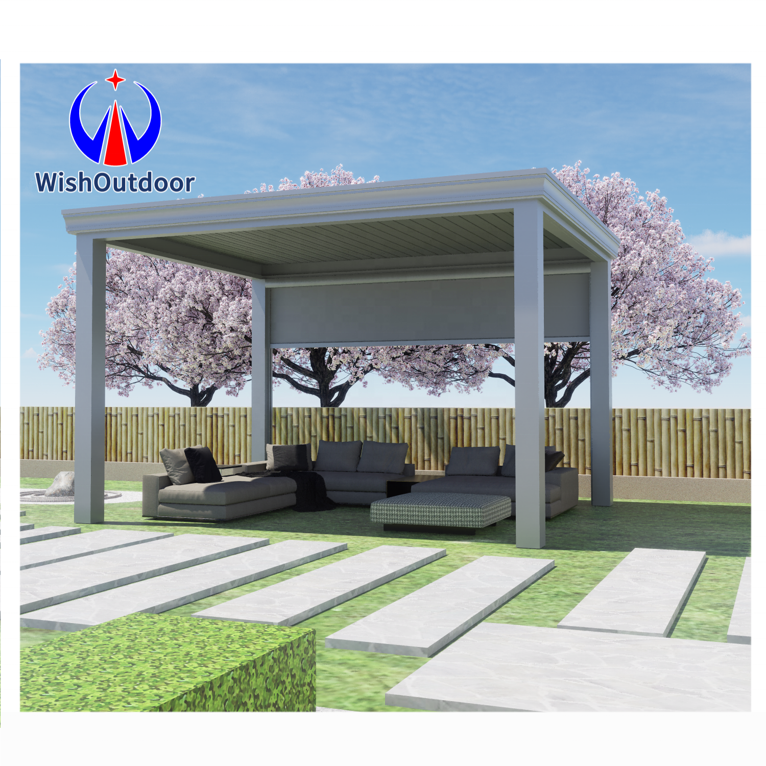 Aluminum Pergola Motorized Waterproof Sunshade Pergola Outdoor Modern Adjustable Bioclimatic Pergola Louver Roof Gazebo