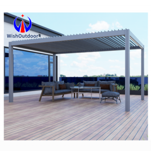 Patio Shading Louvered Pergola Terrace Building Bioclimatica Metal Pergola Outdoor Aluminium Motorized Garden Gazebo