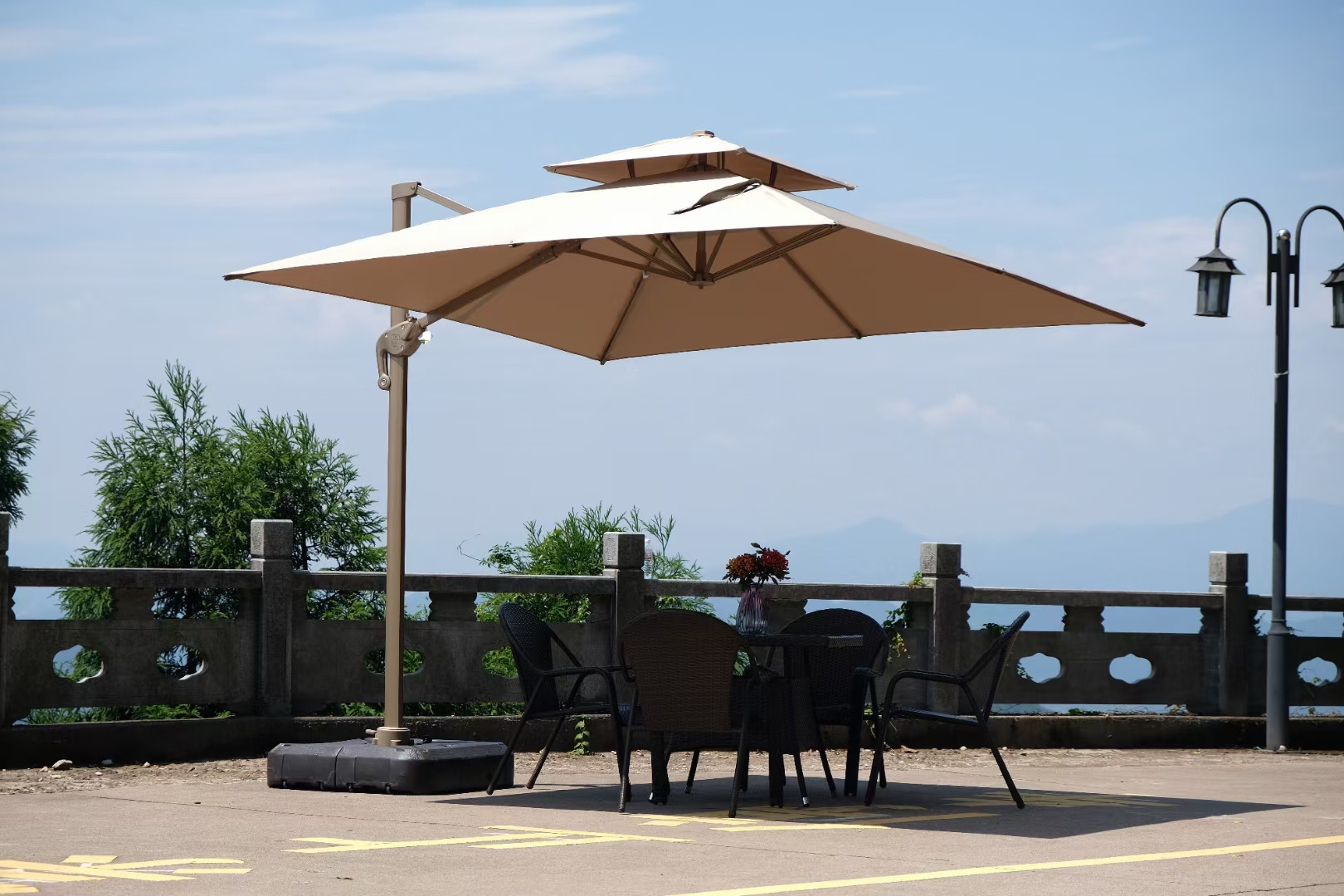 Aluminum Outdoor 3m Square Hanging Offset Parasols Garden Patio Commercial Beach Sunshade 10 ft Cantilever umbrellas