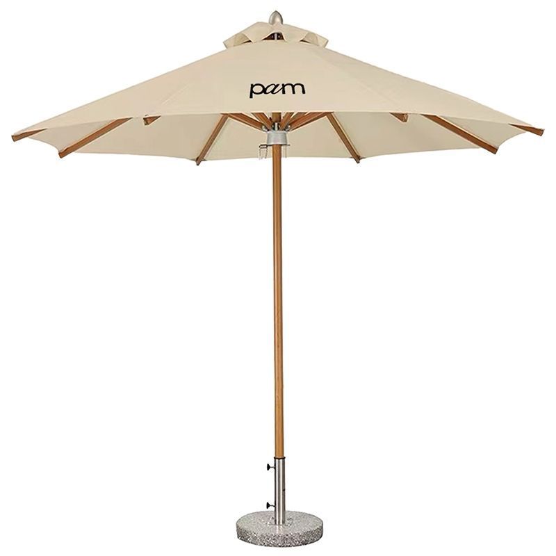 Aluminum Courtyard Center Pole 3 m Outdoor Garden Sunshade Umbrella Wooden Parasol for Beach