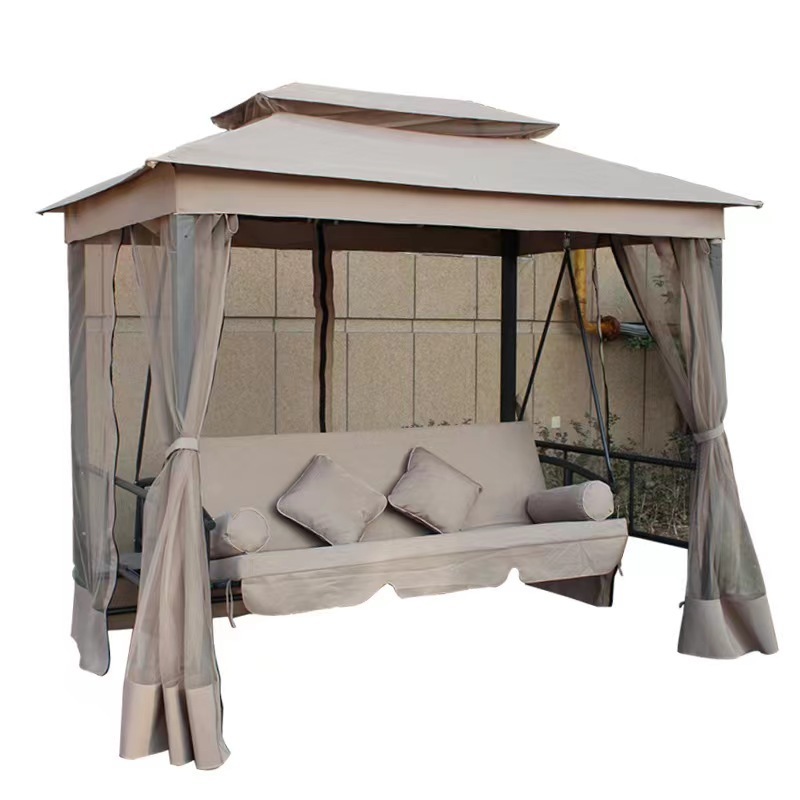 Patio Hanging Swing Chair With Canopy Outdoor Daybed Garden Pavilion Gazebo Swing Tent