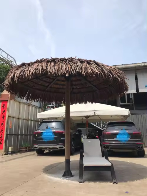 Natural Color Hawaii Hula Tiki Artificial Straw Thatched Beach Umbrella Synthetic palm leaf roof thatch beach umbrella