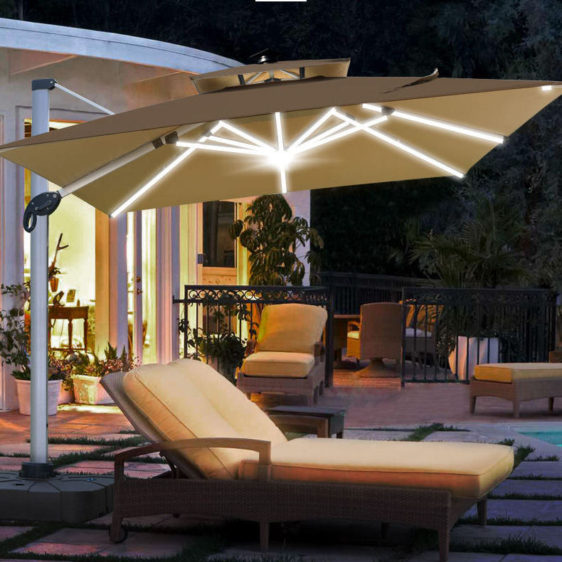 led big size umbrella parasol 3M Dia Solar Panel patio restaurant umbrella outdoor garden beach umbrellas