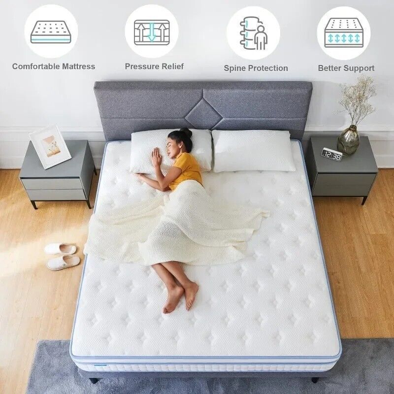 Comfort sleep King size best spring bed mattress with Waterproof fabric Hypo-allergenic cool gel memory foam latex matrass