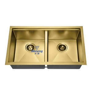 Modern Size Undermount Deep Single Bowl Kitchen Sink Gold Colour Nano Handmade Stainless Steel Kitchen Table with Sink 5 Years