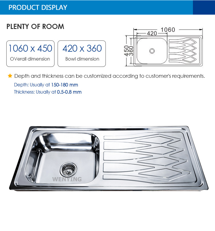 Single Bowl stainless steel kitchen faucet sink No.10645