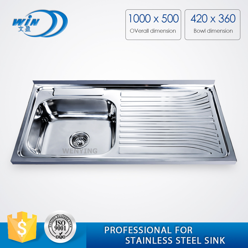 40X20 Inch Above Counter Layon or Inset Edge Single Bowl with Drainboard Stainless Steel Sink