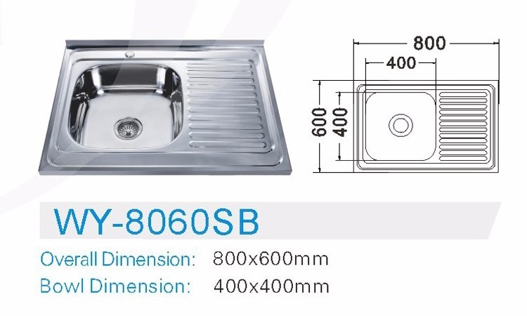 Wenying 8050 Steel Kitchen Sink Wash Basin Water Tank for Modern Carton OEM Hotel Stainless Steel Pressed Kitchen Sink Cheap