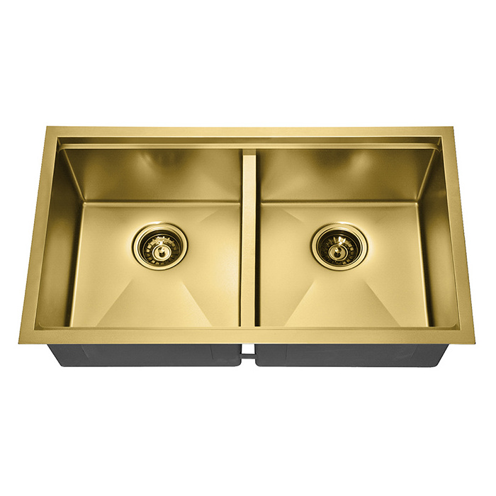 Kitchen Sinks Stainless Steel 304 Good Quality Undermount Deep Single Bowl Steel Customized Logo Contemporary Kitchen Gold