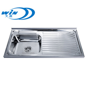 40X20 Inch Above Counter Layon or Inset Edge Single Bowl with Drainboard Stainless Steel Sink