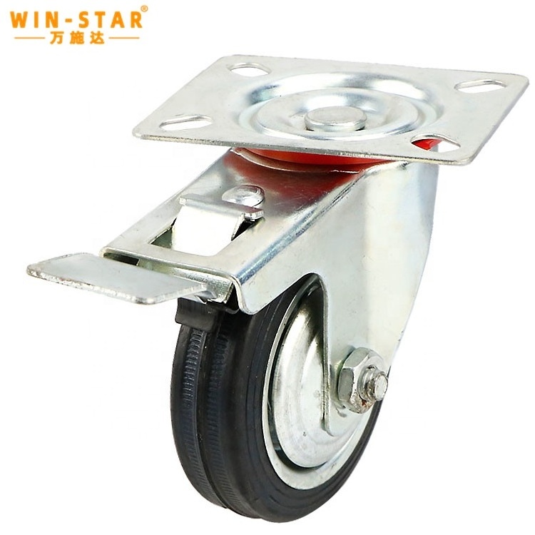 WINSTAR 3/4/5 inch Factory Direct Sale Barrow Cart Used Directional Caster/360 Degrees Universal Wheel With Brake Lock