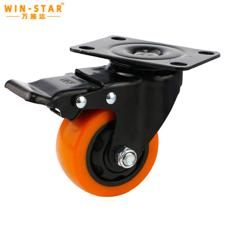 WINSTAR Industrial caster wheel With brake heavy duty furniture wheel 4 5 Inch PU caster