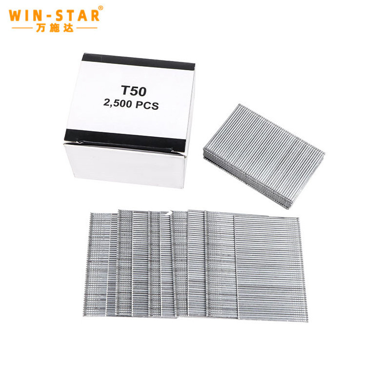 WINSTAR Steel Galvanized Wire Decorative Straight 16GA T Brad Finish Nails 16 Gauge T50 Staples for Wood