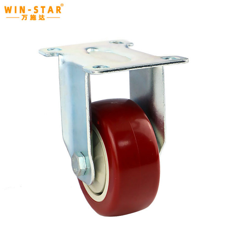 WINSTAR 3 4 5 Inch PU Rubber Trolley Wheel Heavy Duty Stainless Steel Food Cart Furniture Swivel Locking wheel