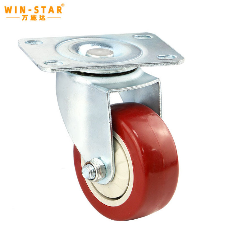 WINSTAR 3 4 5 Inch PU Rubber Trolley Wheel Heavy Duty Stainless Steel Food Cart Furniture Swivel Locking wheel