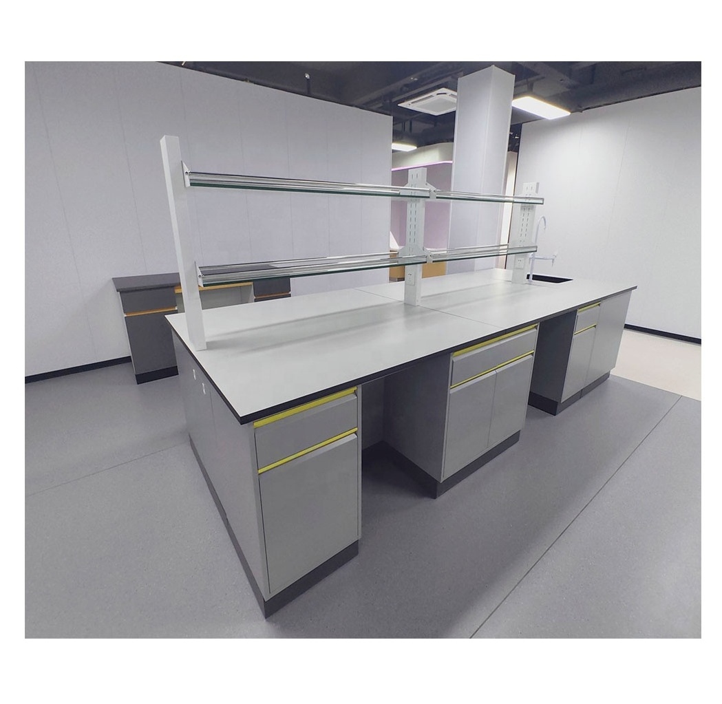 Used laboratory microbiology furniture Lab bench with mobile cabinets chemistry school lab tables university benches and desk