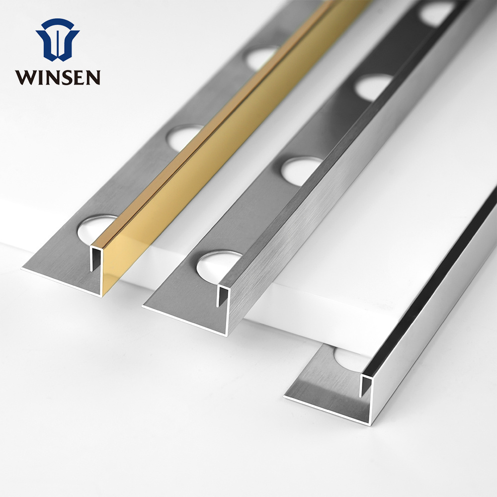 Edges Decorative For Stainless Steel Tile Trim T Shape 304 Grade Modern Style Trim Strip Metal Stainless Steel Finish Profiles