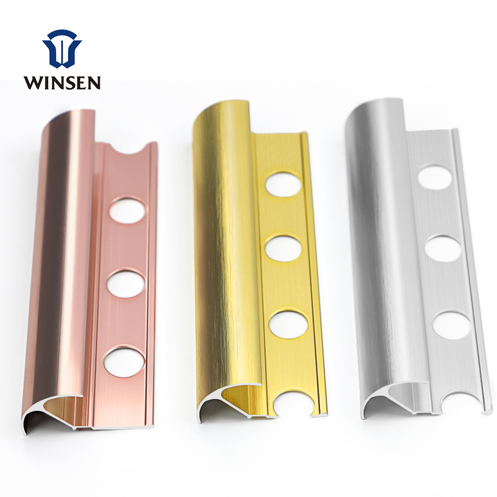 Wholesale Building Material Flexible Inner Wall Golden Aluminum Tile Edge Protection Trim