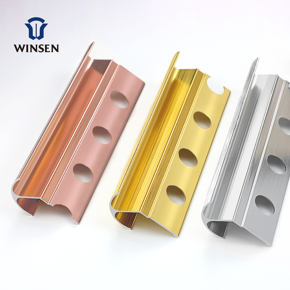 Wholesale Building Material Flexible Inner Wall Golden Aluminum Tile Edge Protection Trim