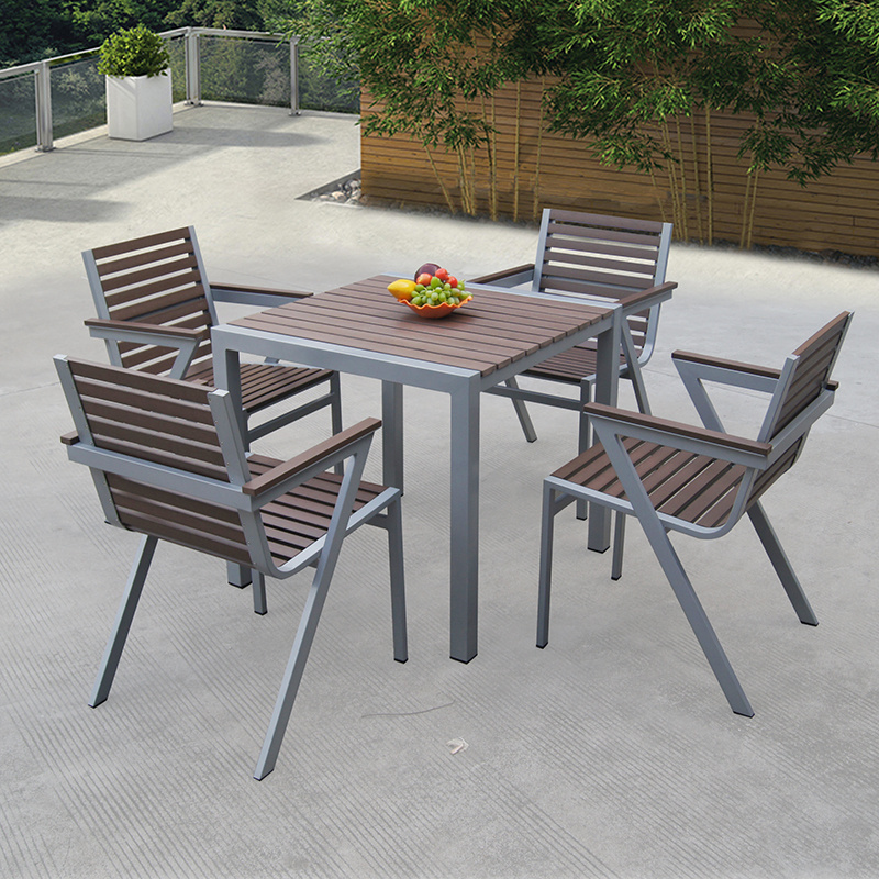 wholesale all weather outdoor furniture aluminium plastic wood table and chair