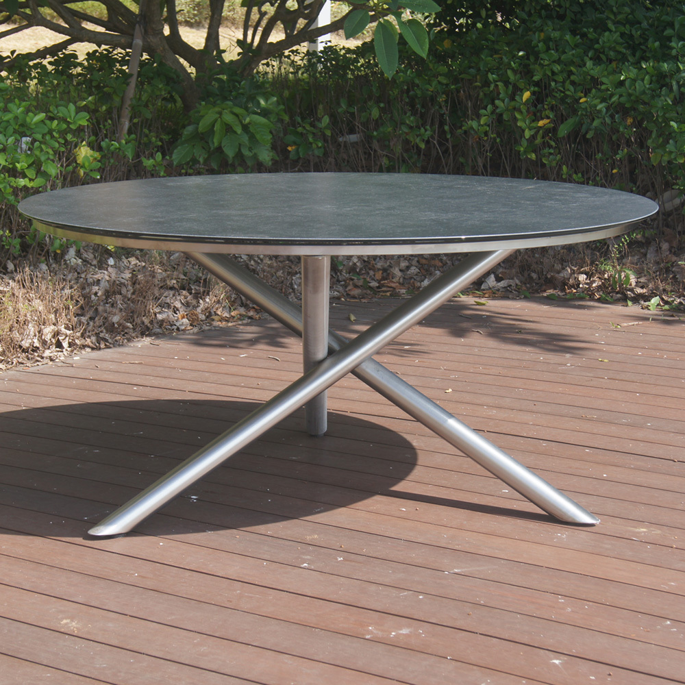 outdoor stainless steel teak wood glass based ceramic modern patio furniture