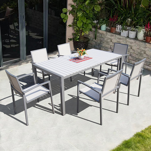 all weather outdoor furniture aluminum plastic wood patio table and chairs