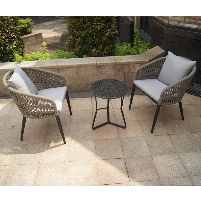 patio furniture China factory direct wholesale granite rope garden bistro set