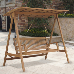 all weather luxury outdoor garden teak wood swing chair for terrace and balcony