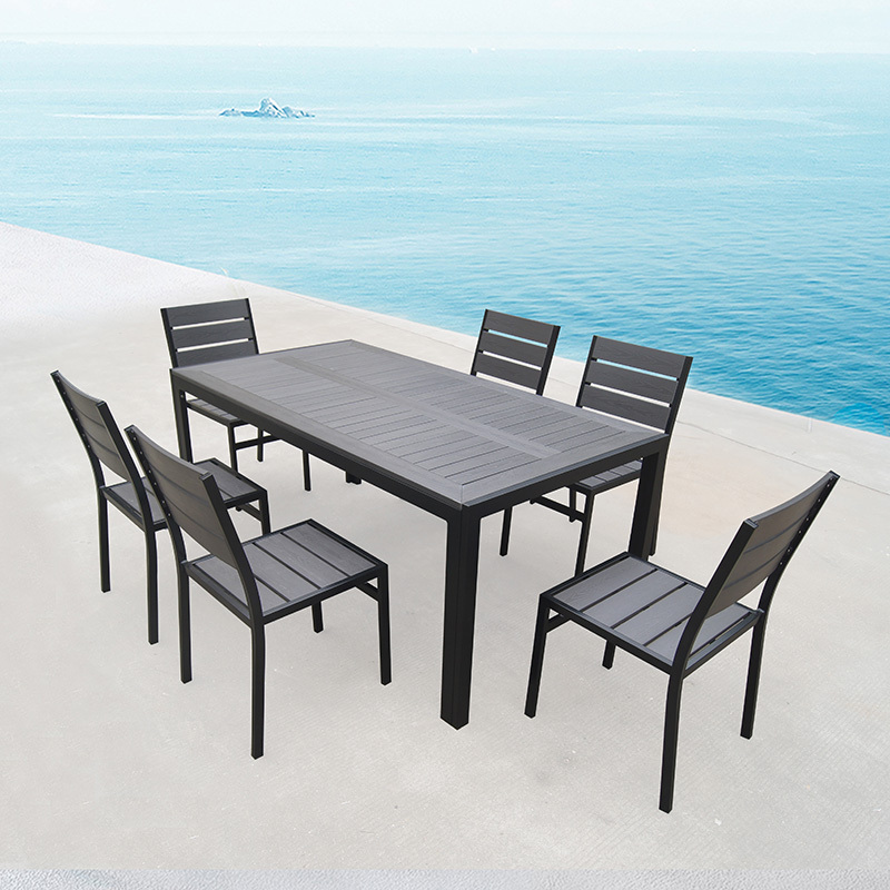 patio furniture factory direct wholesale aluminum plastic wood garden table and chairs