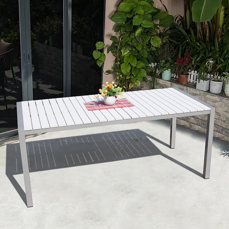 all weather outdoor furniture aluminum plastic wood patio table and chairs