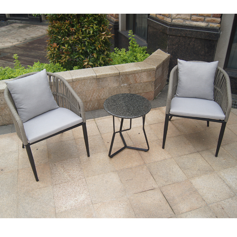 patio furniture China factory direct wholesale granite rope garden bistro set