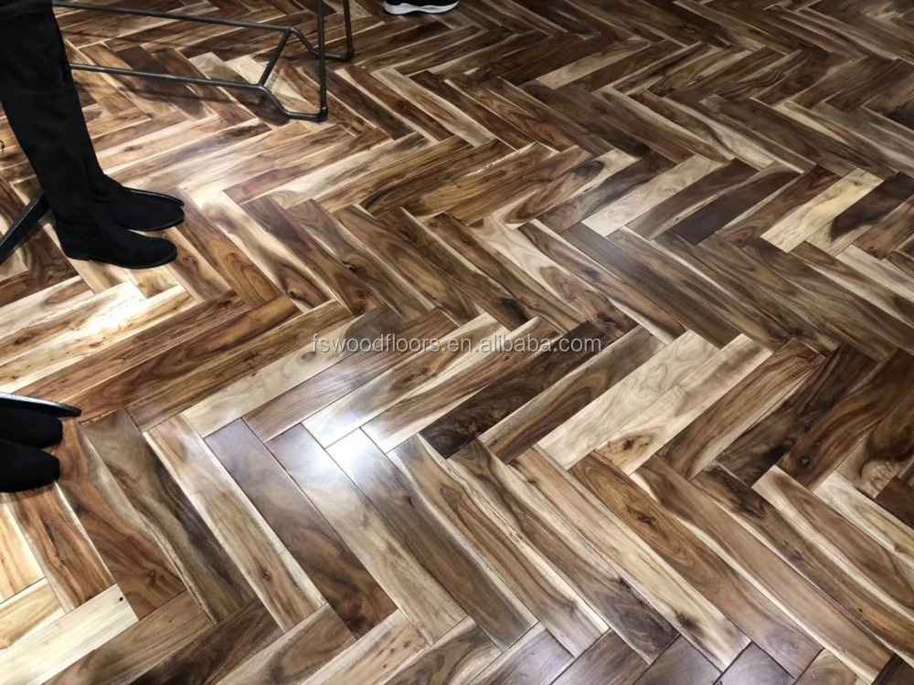 natural tobacco road acacia herringbone hardwood flooring - 600x95x18mm