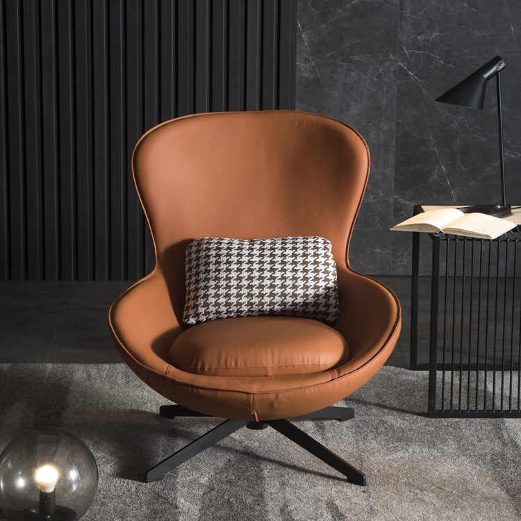 Italian minimalist leather chair light luxury home backrest dining chair designer armchair office chair