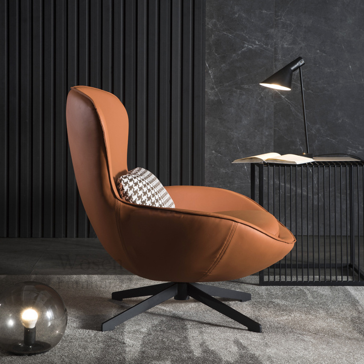 Italian minimalist leather chair light luxury home backrest dining chair designer armchair office chair