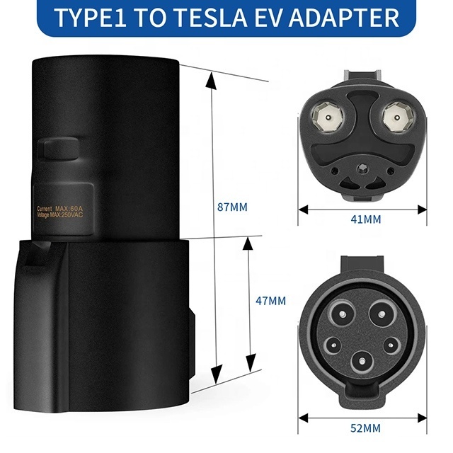 EV Charging Cable Adapter J1772 Type1 to Tesla Adapter Ev Charging Converter Evse Adapter 60a Fast Charge