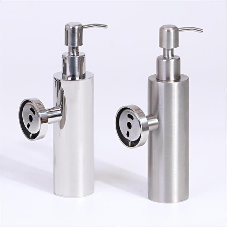 Stainless Steel Wall Mounted Brushed Nickel Black Plastic Glass Hotel Bathroom Soap Dispenser