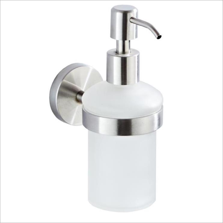 Stainless Steel Wall Mounted Brushed Nickel Black Plastic Glass Hotel Bathroom Soap Dispenser