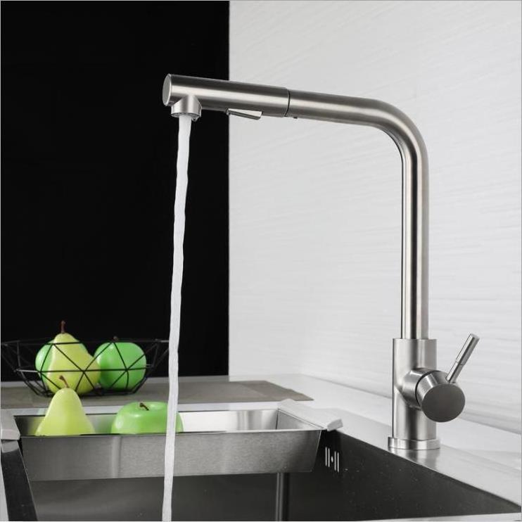 Matte Black Brushed Single Handle Deck Mount Pull Down Pull Out Sprayer Stainless Steel Kitchen Faucets for Sink