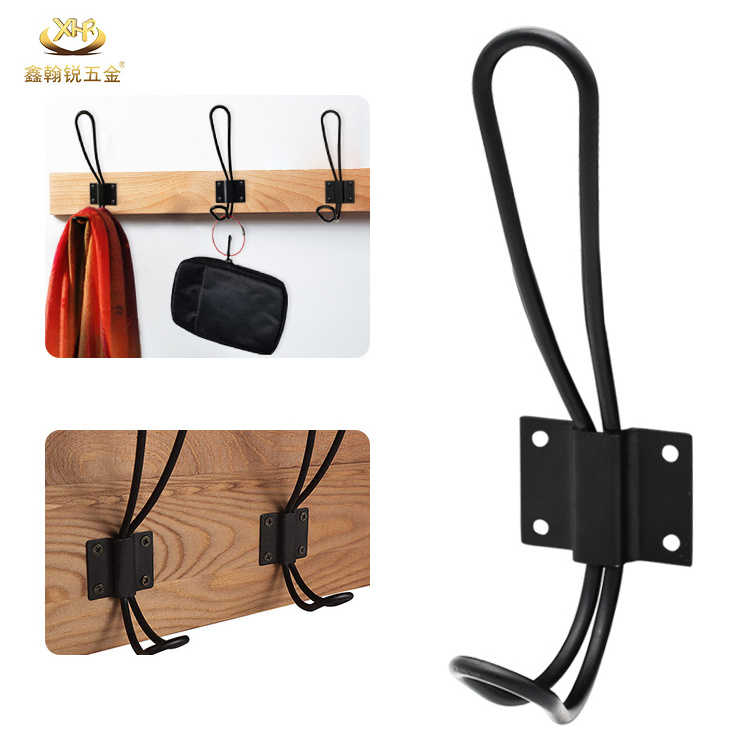 Black Single Wall Mounted Hanger Clothes Wardrobe Clothing Coat Hook