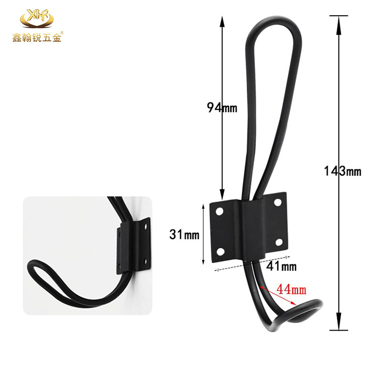 Black Single Wall Mounted Hanger Clothes Wardrobe Clothing Coat Hook