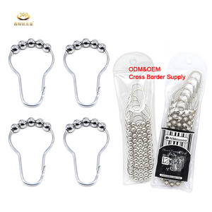 Iron Bathroom Accessories PVC Bagged Curtain Ring Bathroom Hook Shower Curtain Hooks