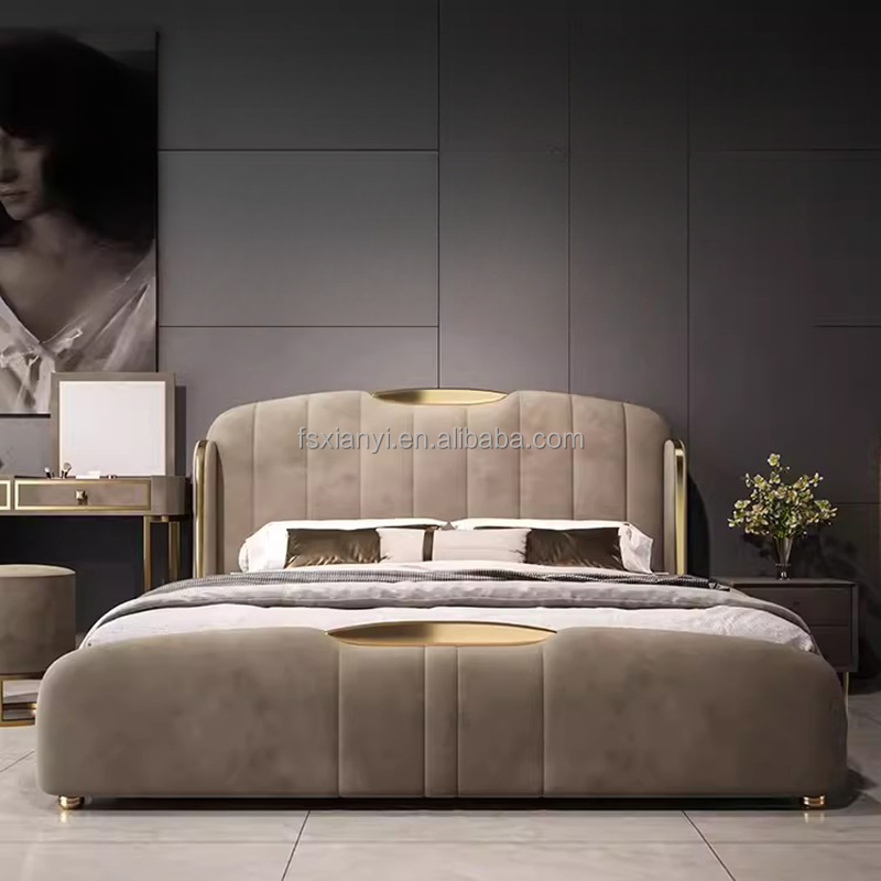 modern bedroom furniture set Italy bed room furniture  crush button tufted velvet bed luxury double bed