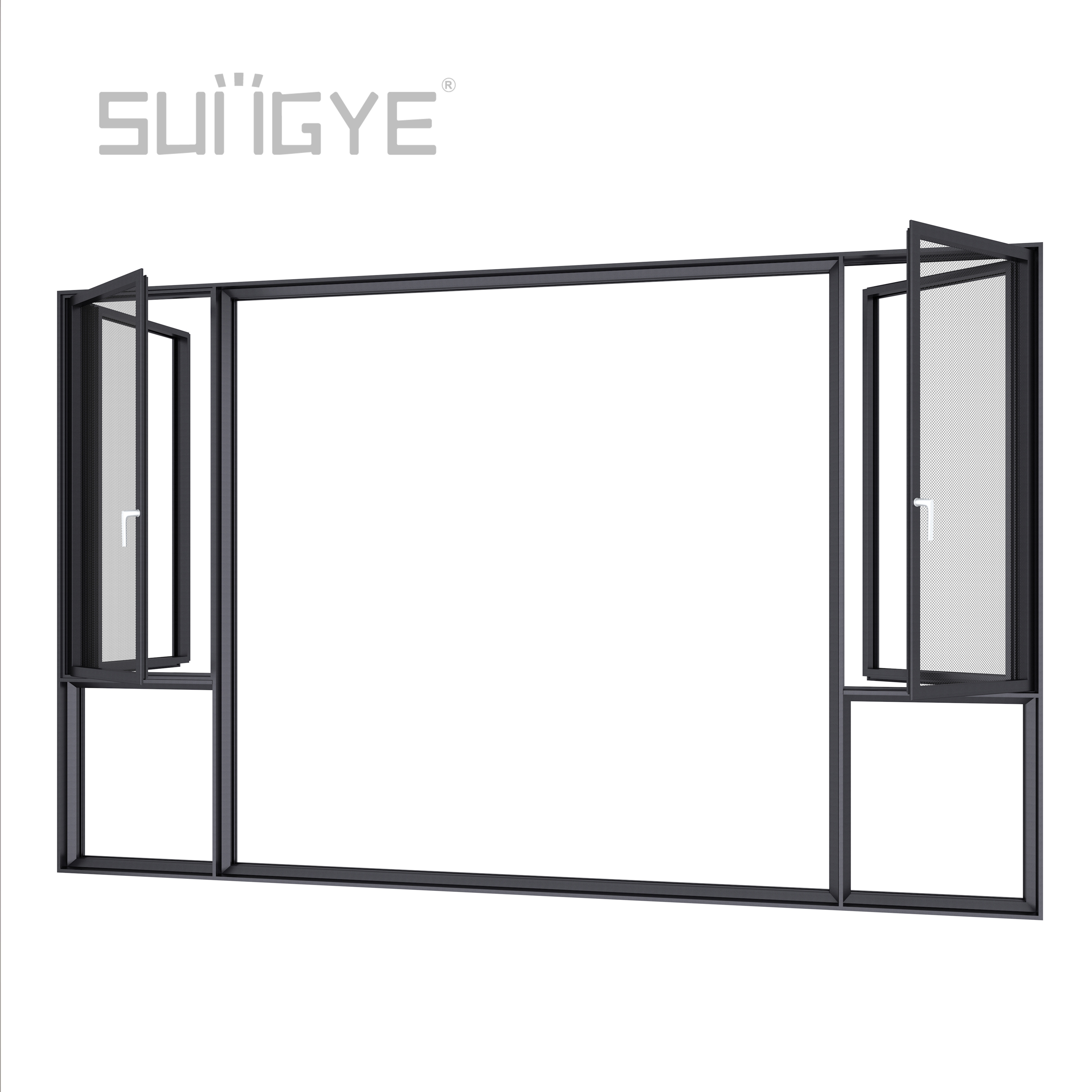 Guangzhou aluminium doors and windows left hand hinged installing inswing casement window