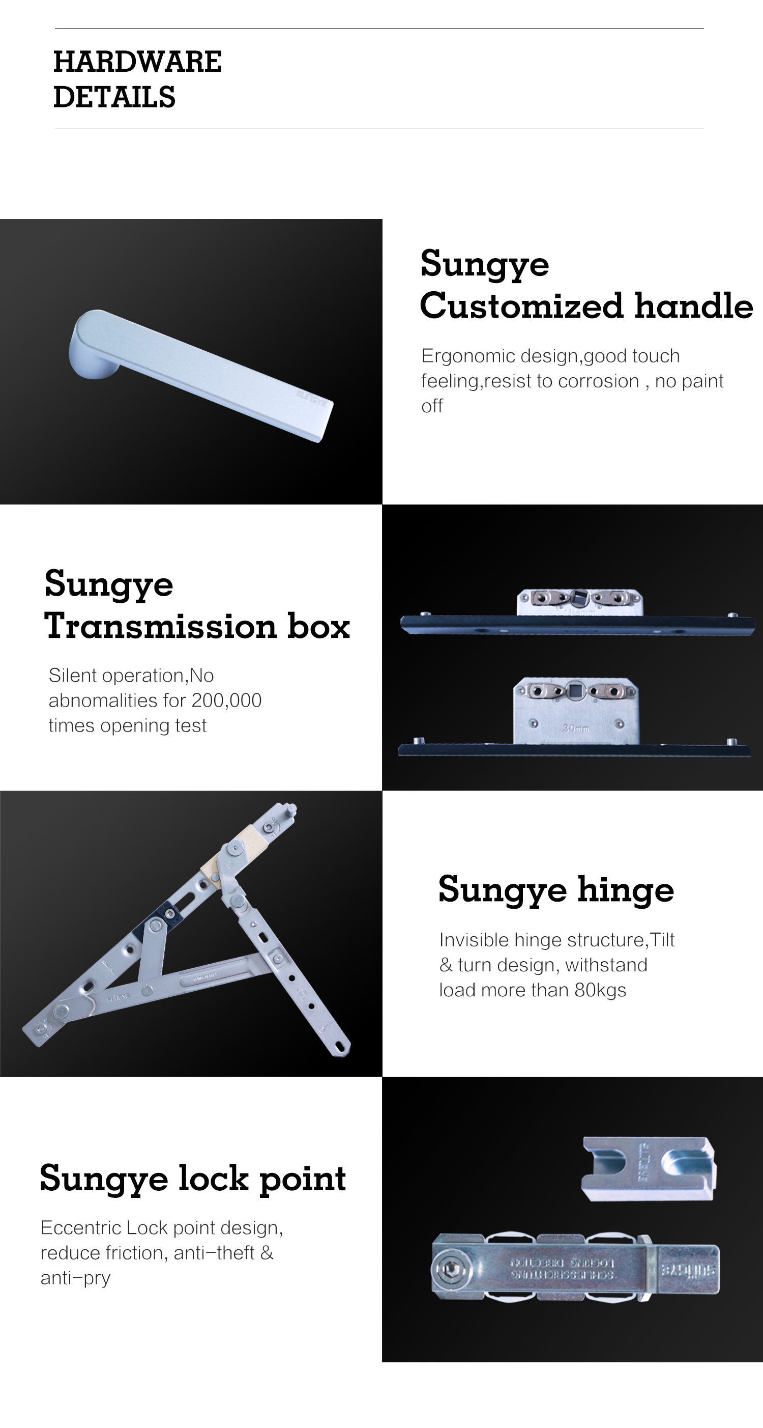 SUNGYE Good Quality Aluminium Casement Window Double Glazing Aluminum Windows With Screen