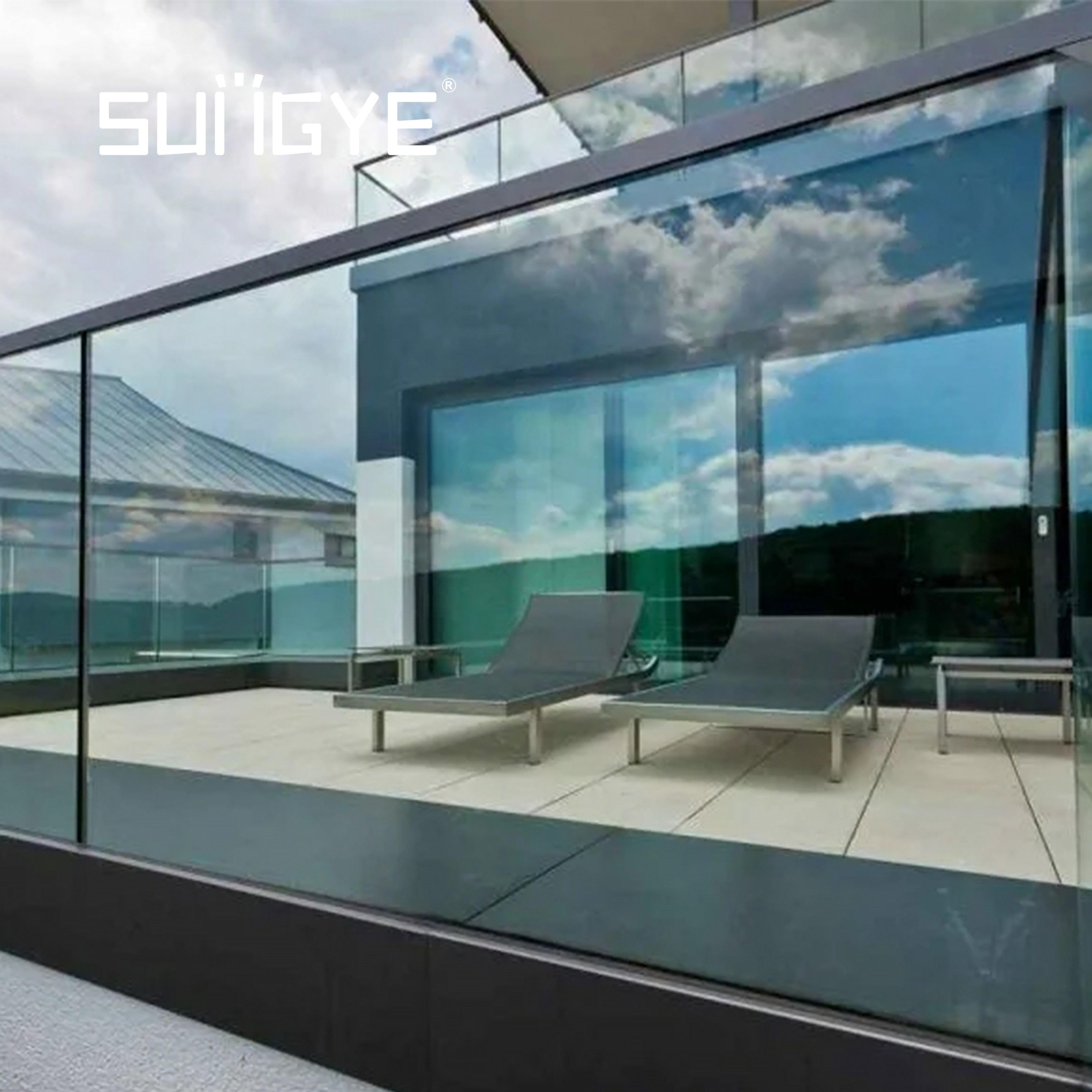 Interior frameless glass handrail kit system frameless outdoor glass steel guard deck rail