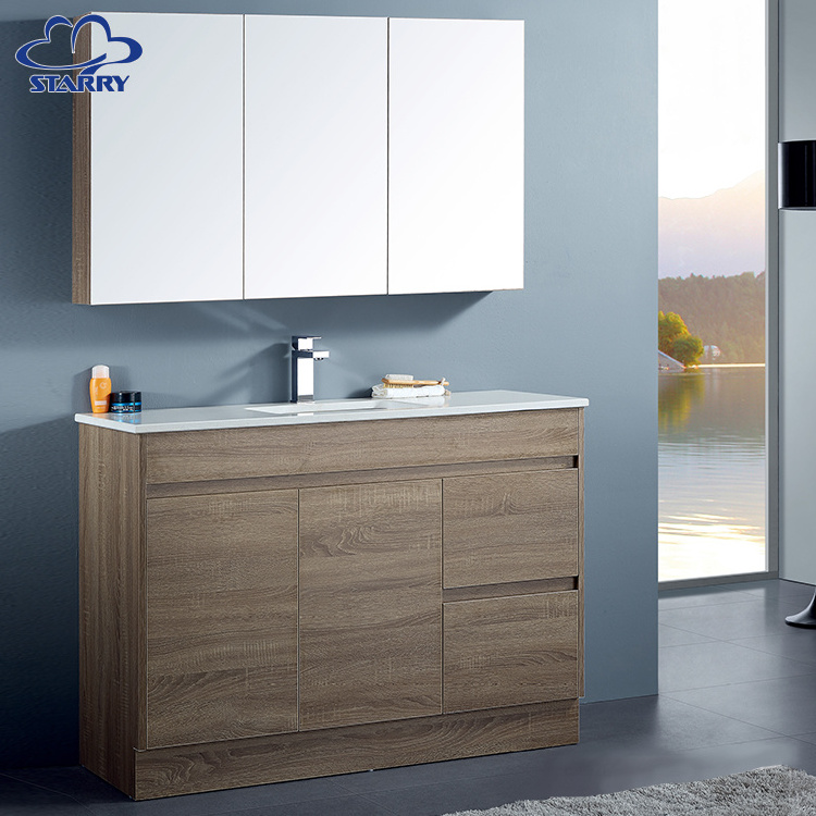 Wall Hanging Washbasin Modern Floor Legs MDF Vanity Set Wood Storage Combo Mirror Sink PVC Bathroom Cabinet