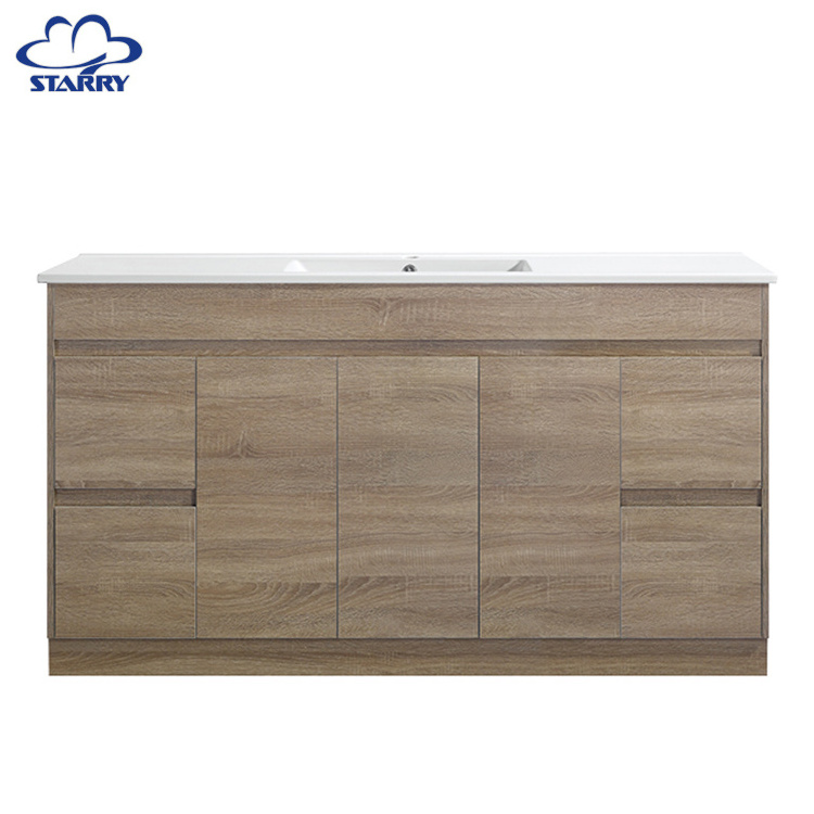 Wall Hanging Washbasin Modern Floor Legs MDF Vanity Set Wood Storage Combo Mirror Sink PVC Bathroom Cabinet