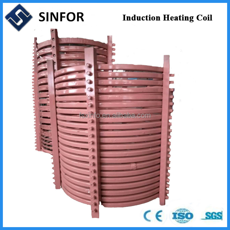 Electric induction heating coil for vacuum induction melting furnace